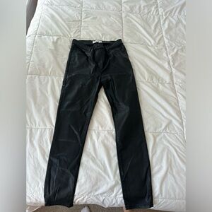 black faux leather jeans